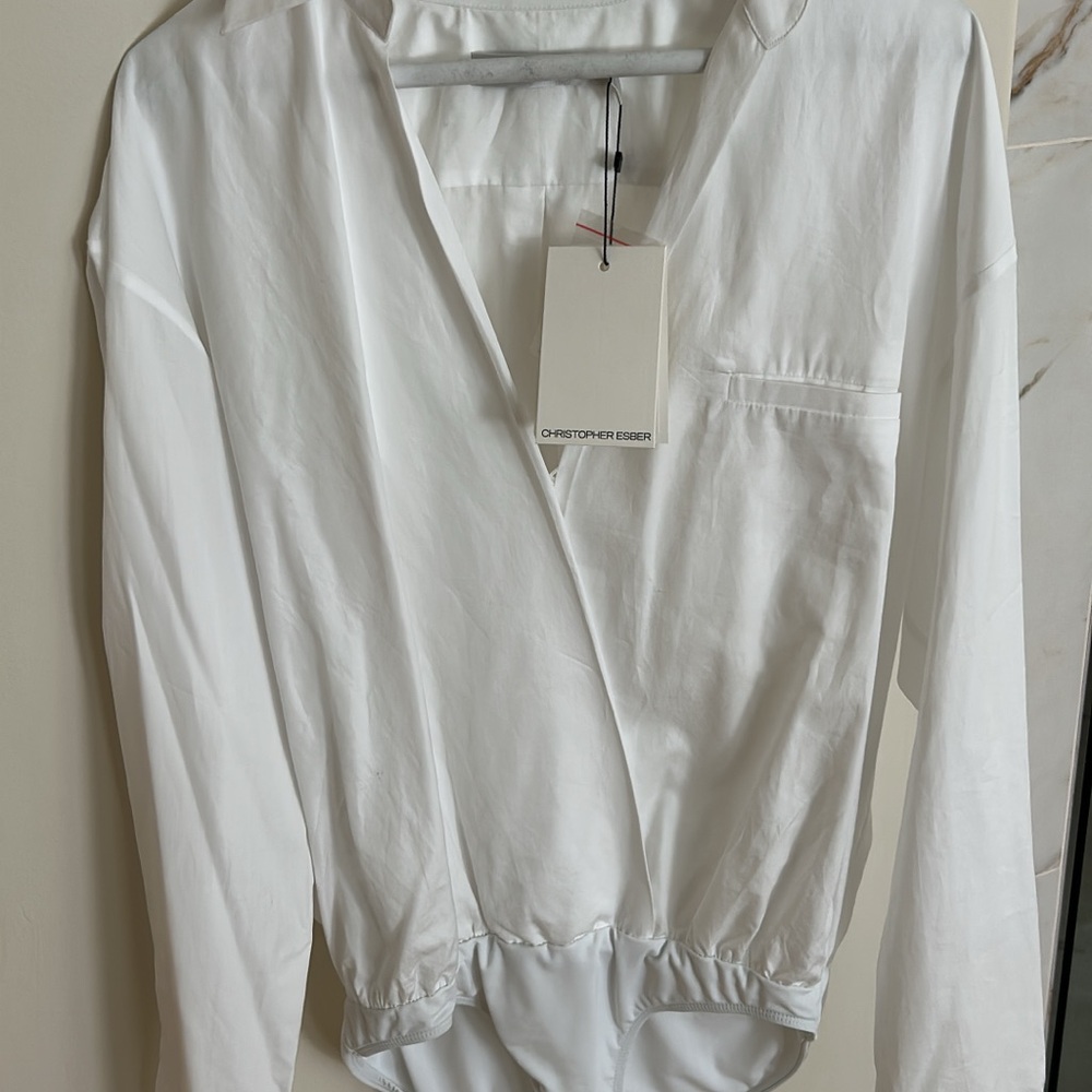 Christopher Esber White Long Sleeve bodysuit